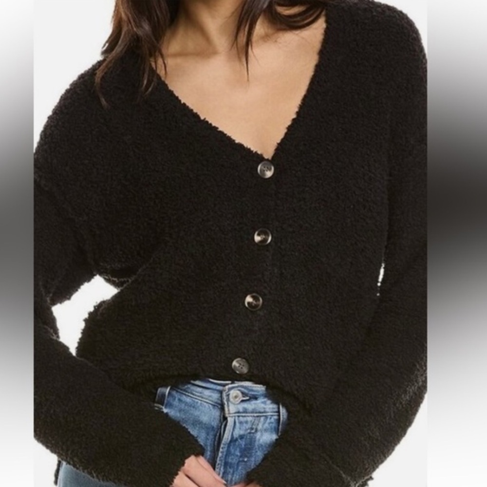 Social standard by Sanctuary black fuzzy cardigan with buttons size small